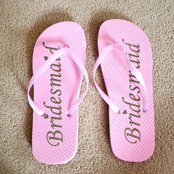 Pink Bridesmaid Flip Flops - Picture 1 of 3